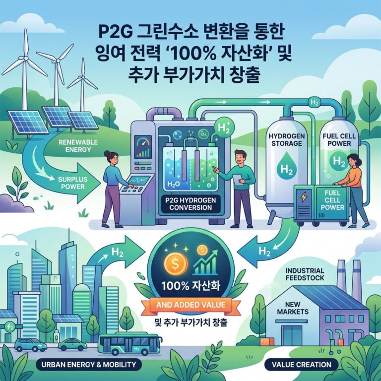 ai thumbnail illustration P2G 그린수소 변환을 통한 잉여 전력 100 자산화 및 추가 부가가치 창출 1787239045