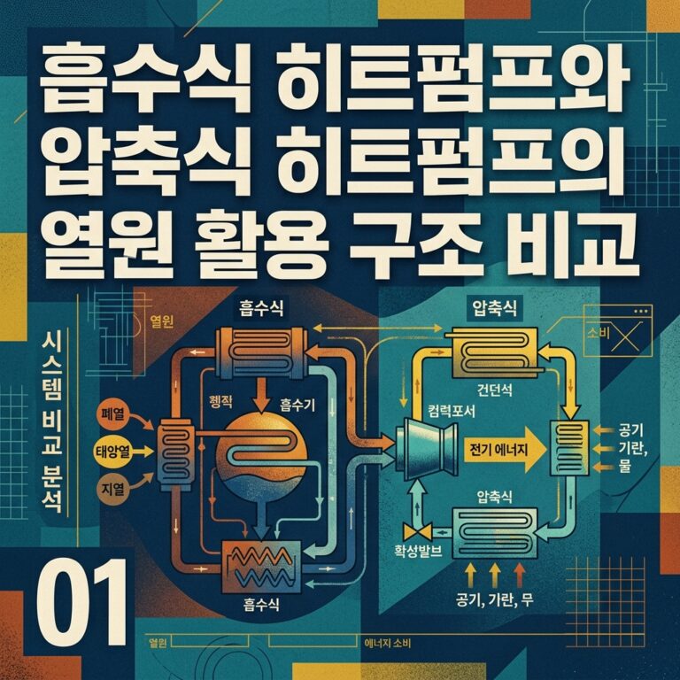 ai thumbnail poster 흡수식 히트펌프와 압축식 히트펌프의 열원 활용 구조 비교 1786770504