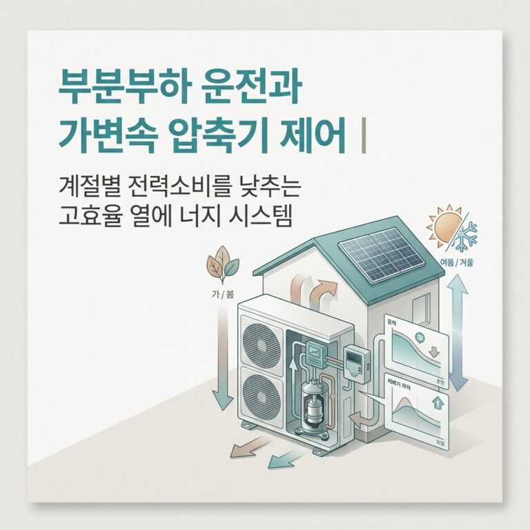 ai thumbnail minimal 부분부하 운전과 가변속 압축기 제어｜계절별 전력소비를 낮추는 고효율 열에너지 시스템 1789480389