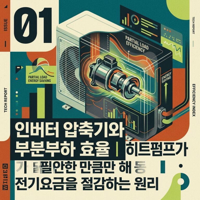 ai thumbnail poster 인버터 압축기와 부분부하 효율｜히트펌프가 필요한 만큼만 작동해 전기요금을 절감하는 원리 1789135677